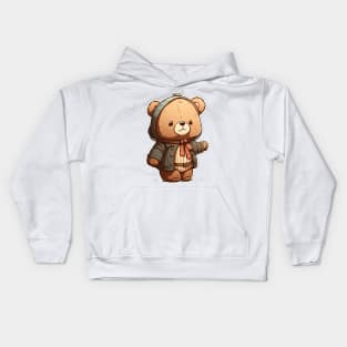 Cute Bear Cartoon Adventurer Adorable Kawaii Animal Kids Hoodie